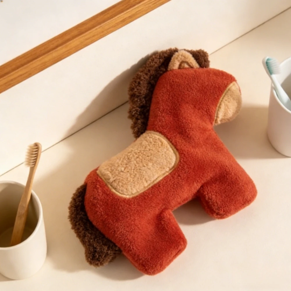 

Новогоднее милое полотенце для рук в виде красной лошади, в китайском стиле, из кораллового флиса, впитывающее воду, праздничное, для ванной, для дома