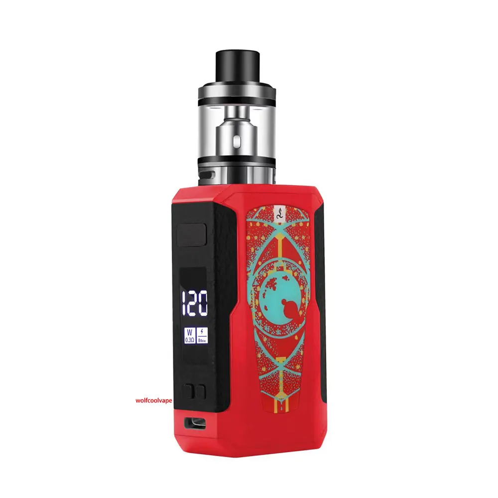 wolfcoolvape Electronic Cigarettes 120W Box Mod Vape Kit  1800mah 2.5ml Atomizer OLED Screen E Cigarette Vaporizer kit