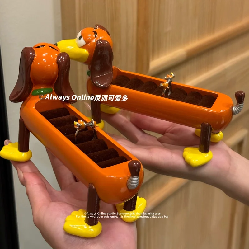 ديزني فاتنة الكلب الدائري حامل صندوق مجوهرات تخزين المجوهرات عرض الرف Kawaii سطح المكتب الحلي هدية عيد ميلاد