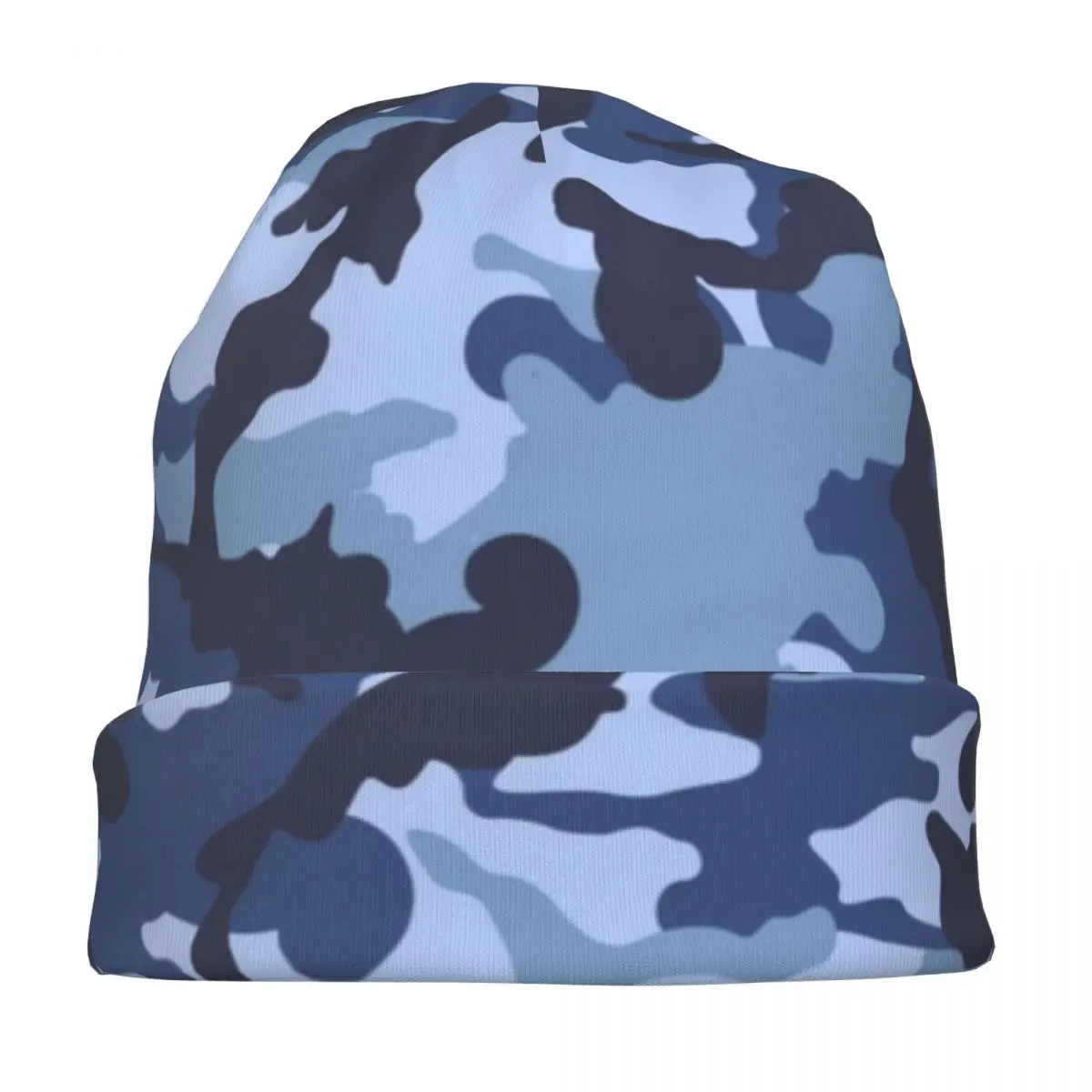 Navy Blue Camouflage Camo Pattern Bonnet Hats Casual Ski Skullies Beanies Hat Militery for Men Women Warm Multifunction Caps