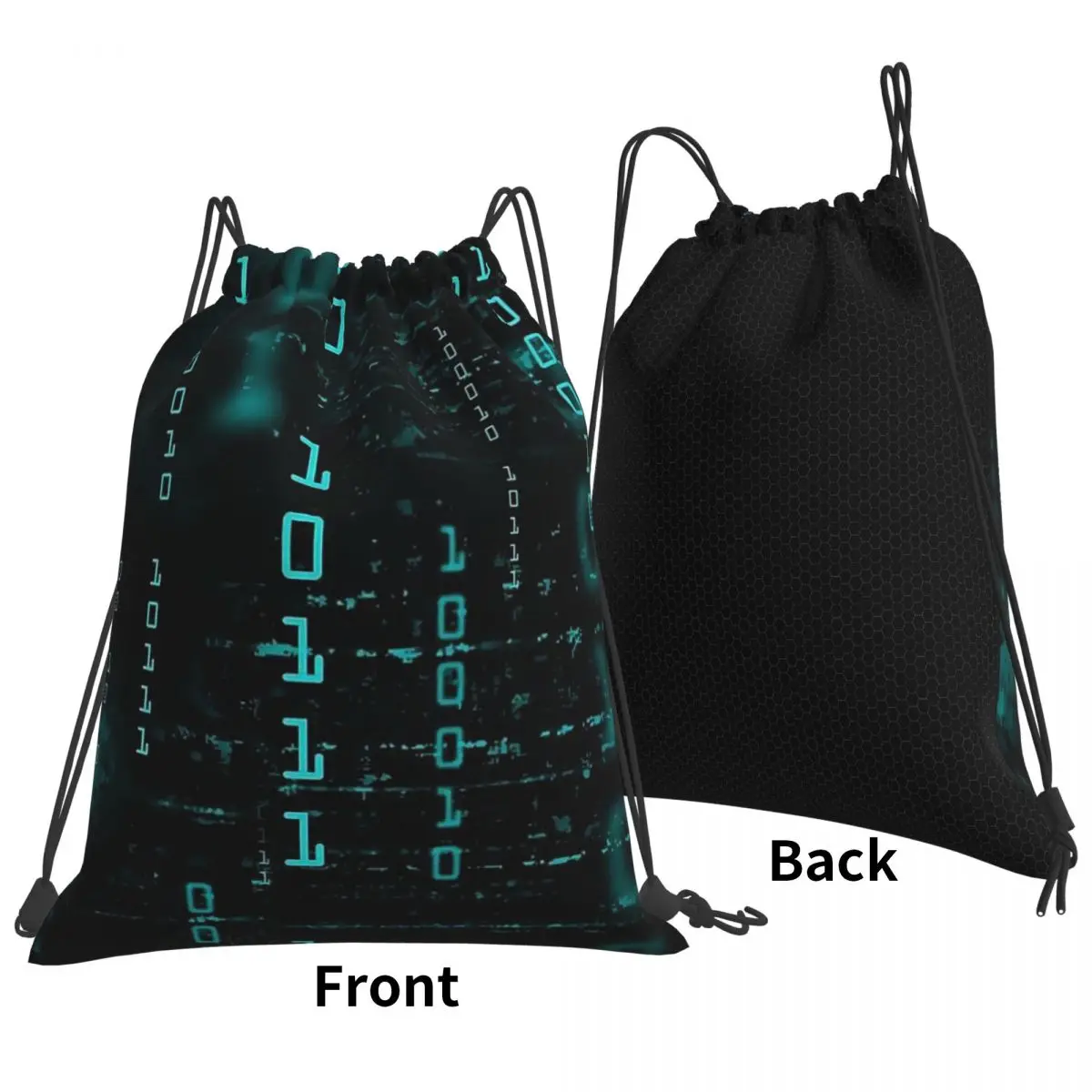 Hacker Code Binary Code Geek Science Computer Backpacks Multi-function Drawstring Bundle Pocket Storage Bag Book Bags for School