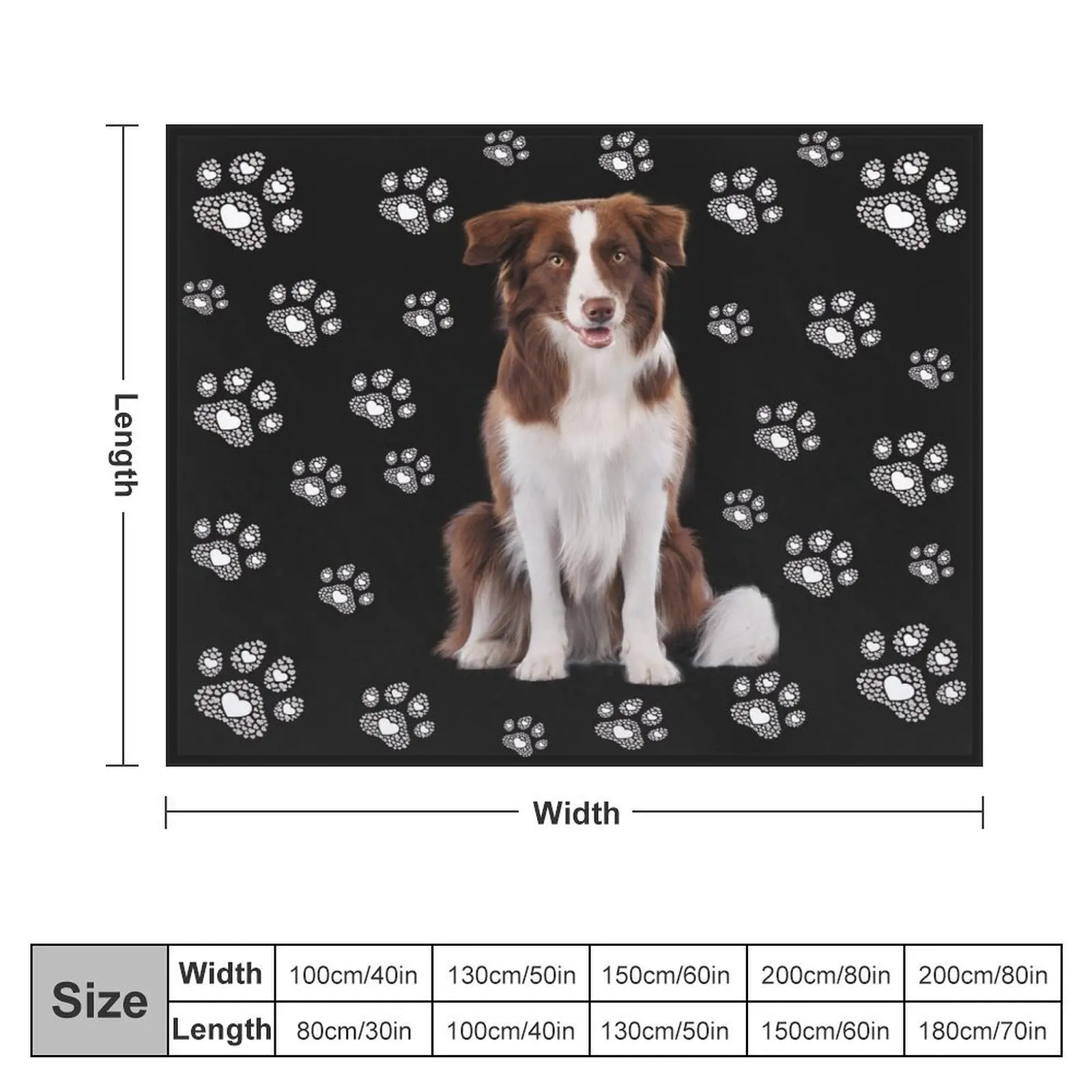 Brown white border collie, dog with paws, paws, mask Throw Blanket Bed Fashionable Hairys Furry Blankets