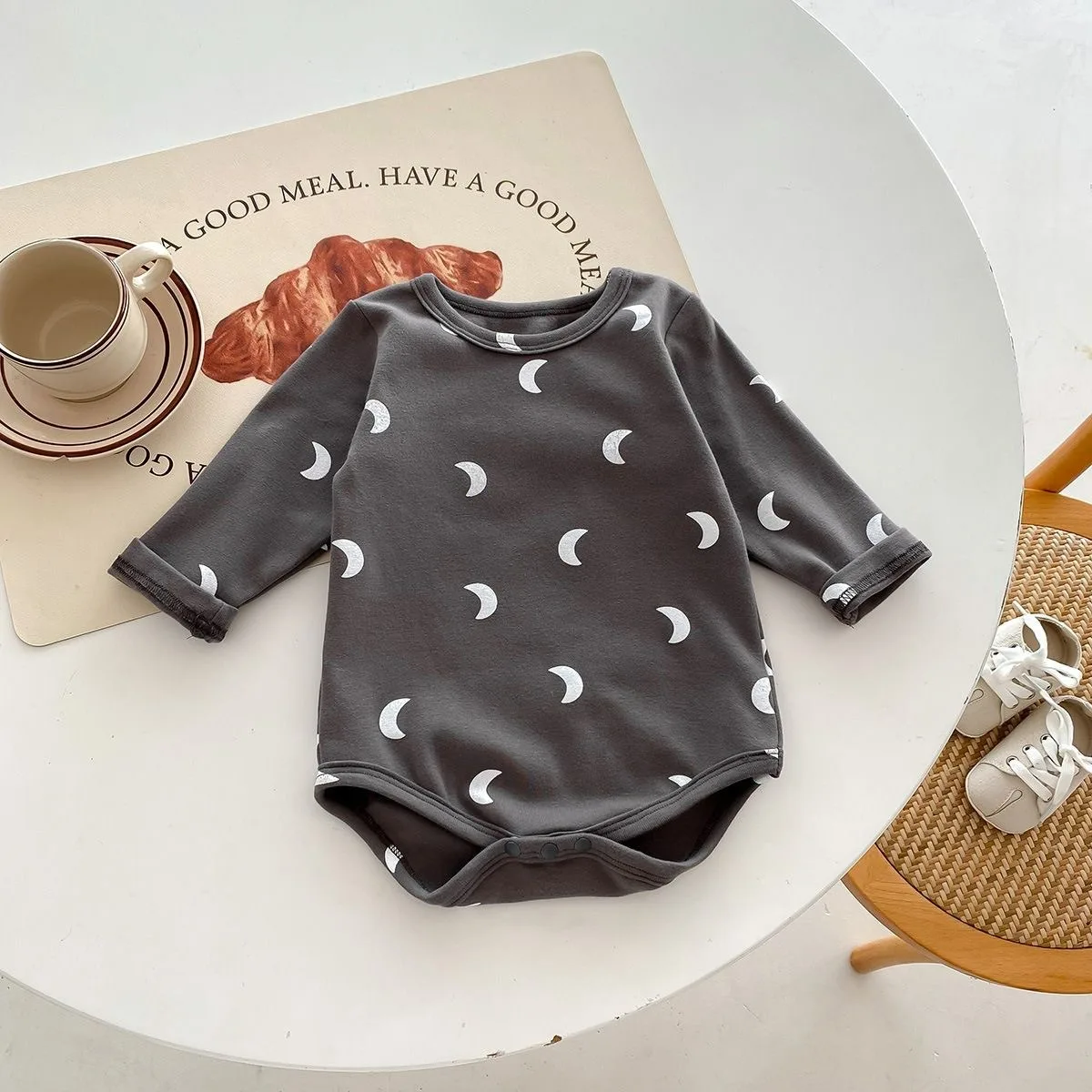 Ircomll 2 pcs Spring Fall Infant Baby Bodysuits & One-Pieces Moon Print Cotton Long Sleeves Baby Bodysuits Uniesx Baby Clothes
