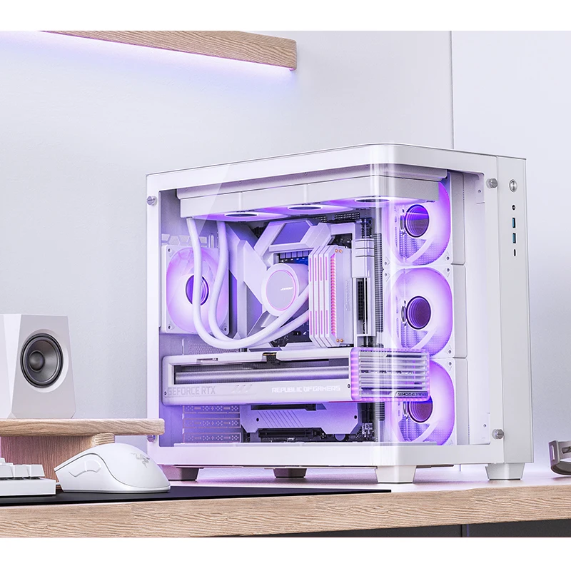 جونسبو TK-3 سطح المكتب غرفة عرض البحر هيكل الكمبيوتر منظور غليق الزجاج 360 تبريد المياه حقيبة كمبيوتر للألعاب