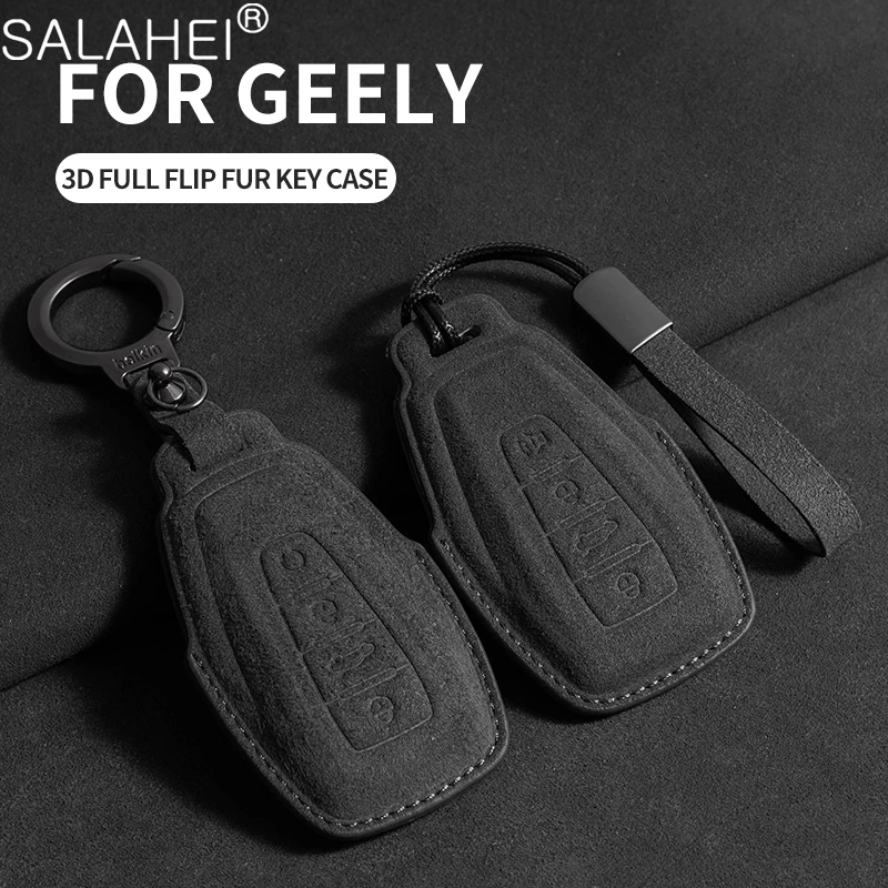 Leather Car Key Case Shell Fob For Geely Vehicles Including Gleagle Gs S1 Borui X3 X6 X1 Luxury Suede Keychain Auto Accessories