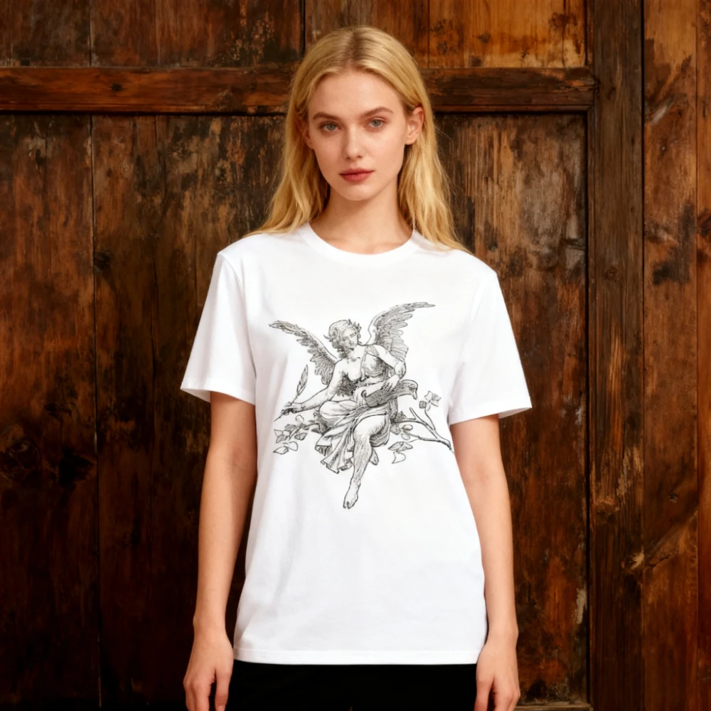 Angel Christian Cherub Tee Angelic Inspiration Artsy Clothing Designer Aesthetic Gift Idea Tshirt Women Fashion Casual Tops