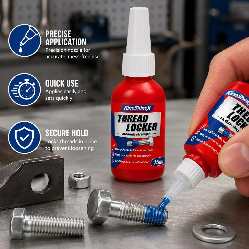 15ml Blue Threadlocker Medium Strength Thread Locker Fluid Anaerobic Adhesive Screw Lock Glue Anti Rust Sealant For Bolts