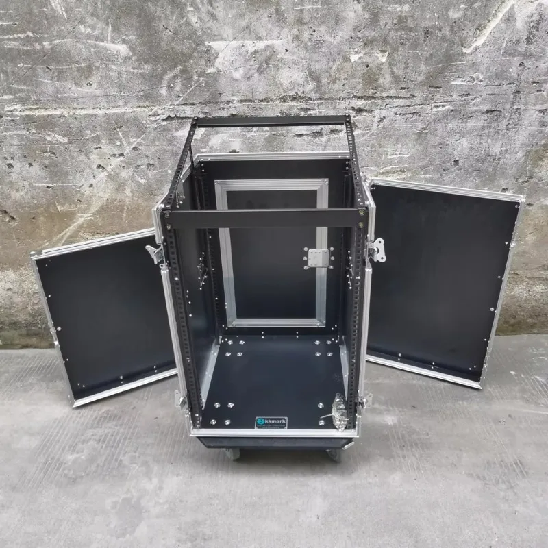Kkmark ized 16U Space Amplifiers Audio Equipment ATA Shockmount DJ Rack Flight Case with 10U Slant Mixer Top - view 2