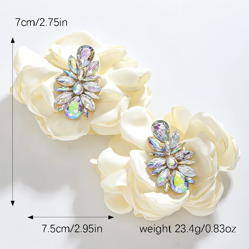 Girlgo Handmade Fabric Flower Earrings Are Elegant and Suitable for Ladies to Wear Everyday like Flowers Jewelry