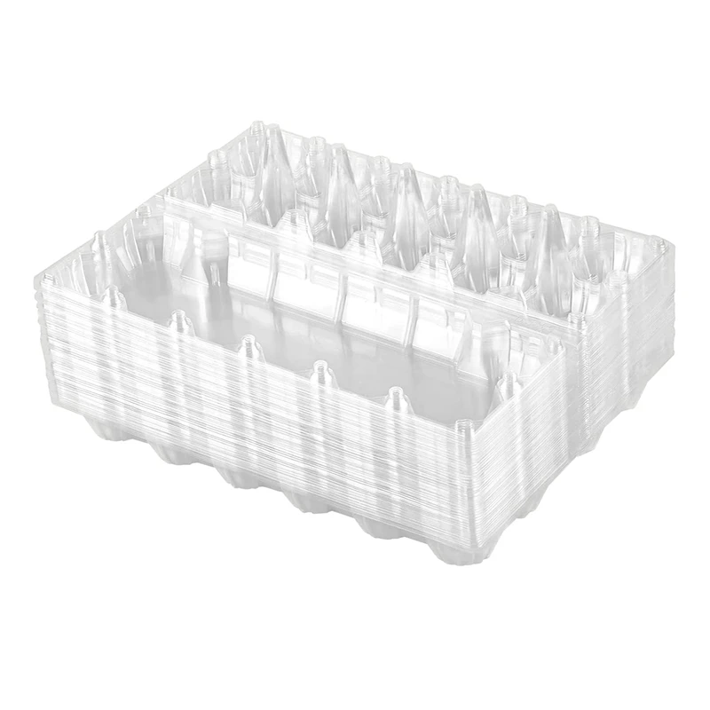 24Pcs Plastic Egg Cartons Bulk Clear Chicken Egg Tray Holder For Family Pasture Chicken Farm Business Market- 12 Grids