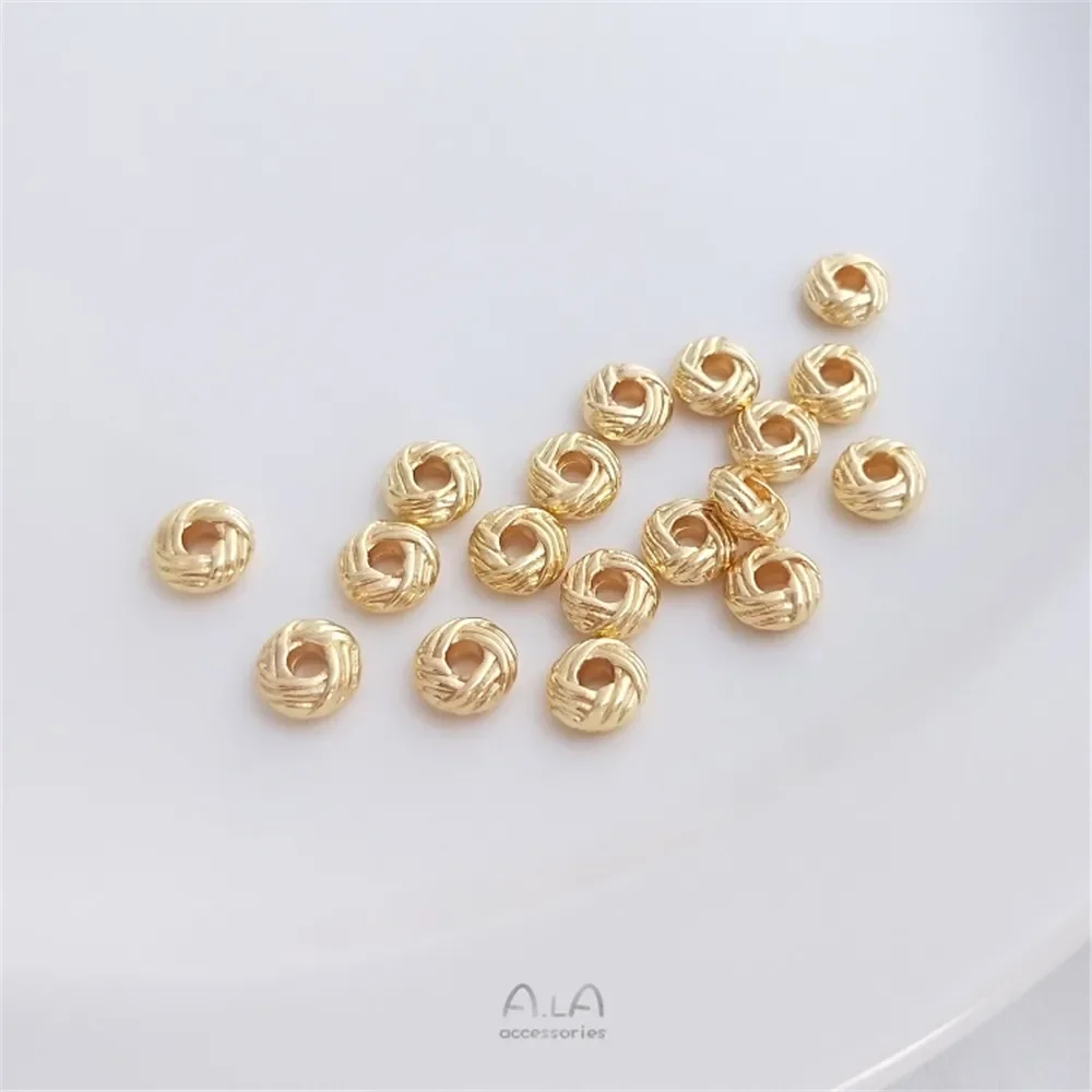 14K Gold Plated Pineapple knot loose bead 3x6mm coil divider handmade DIY bracelet head accessories