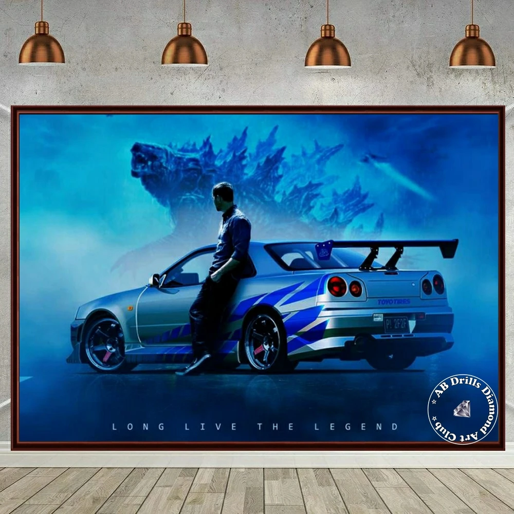 AB Drills Diamond Painting Paul Walker Car Fast And Furious 5D DIY Cross Stitch Kits Mosaic Rhinestones Embroidery Home Decor