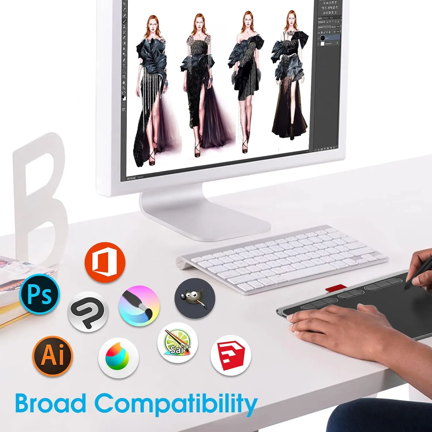 لوحة رسم، كمبيوتر لوحي رقمي، HavaPen ap906 9 × 5 بوصة كمبيوتر لوحي رقمي للرسم الفني مع قلم خالي من البطارية