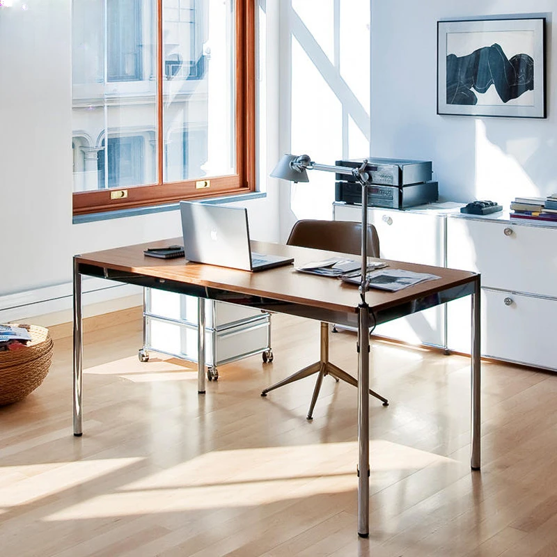 Bedroom, study, stainless steel computer desk, writing desk, office, minimalist modern metal desk