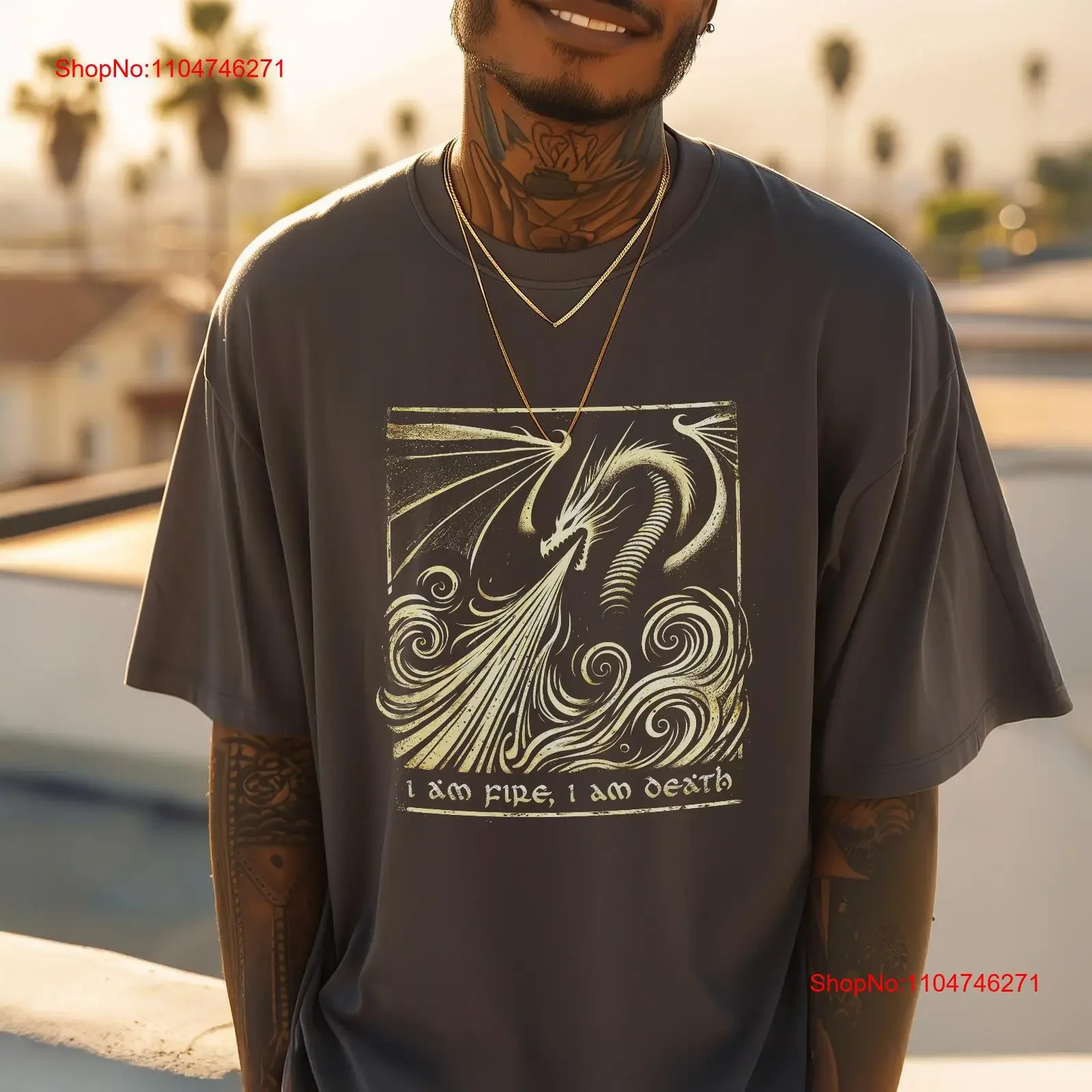 Camiseta LOTR Smaug Dragon Tolkien Art Vintage fantasía vintage lavado versátil Unisex homme ropa de diseñador ligeramente