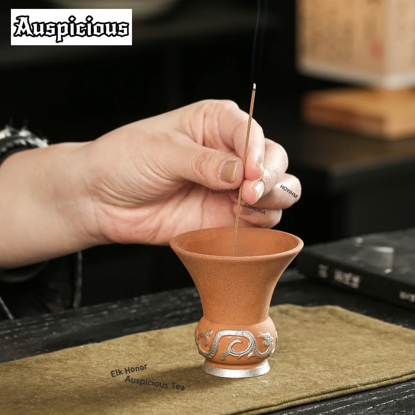 ZAEYORIA Vintage Old Rock Clay Incense Holder Incense Waterfall Incense Burners Aromatherapy Censer Chinese Tea Set Ornaments