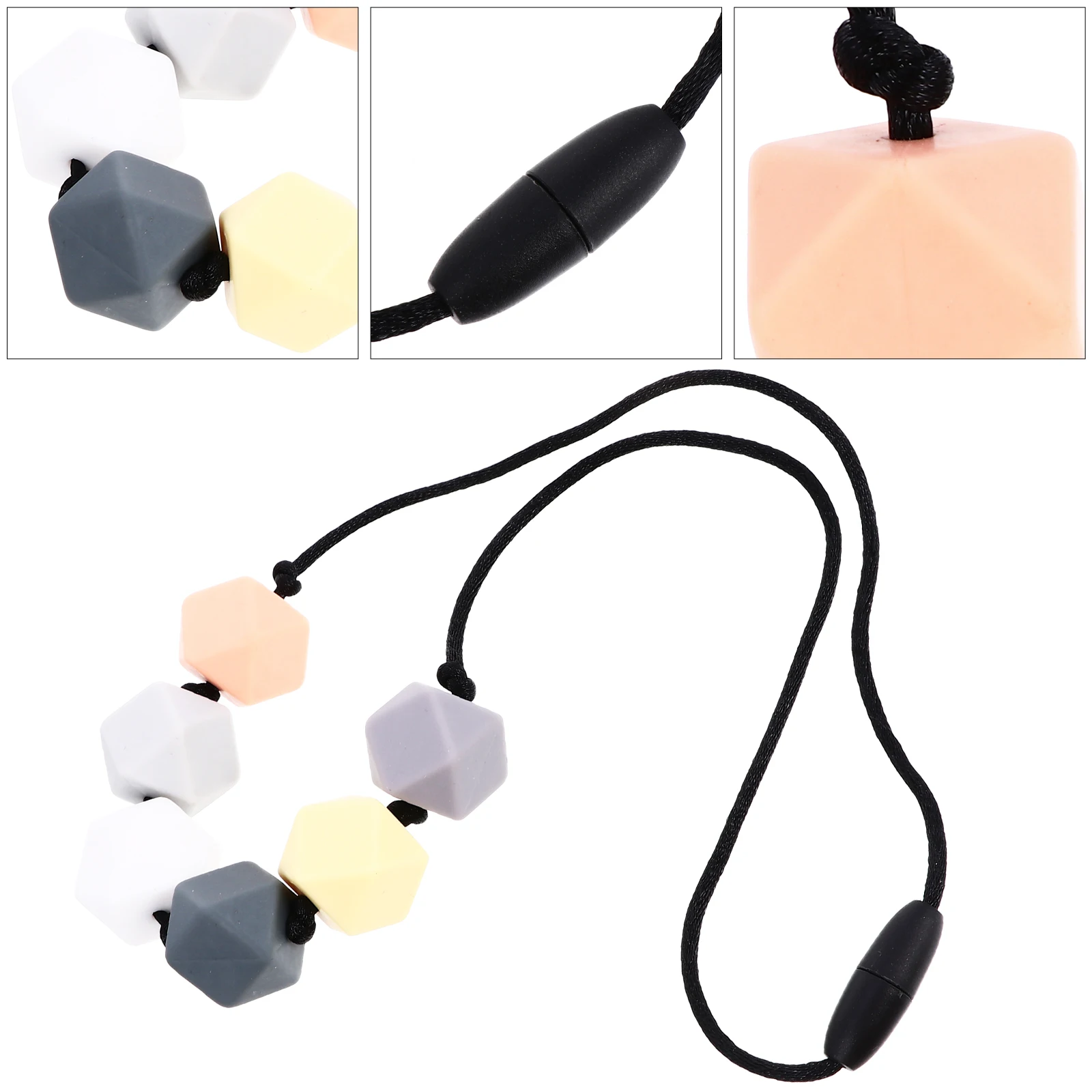 

Baby Teething Necklace Silicone Infant Toy Newborn Molar Teether Plaything Grey Toddler Nursing Safe Durable Food Grade Material