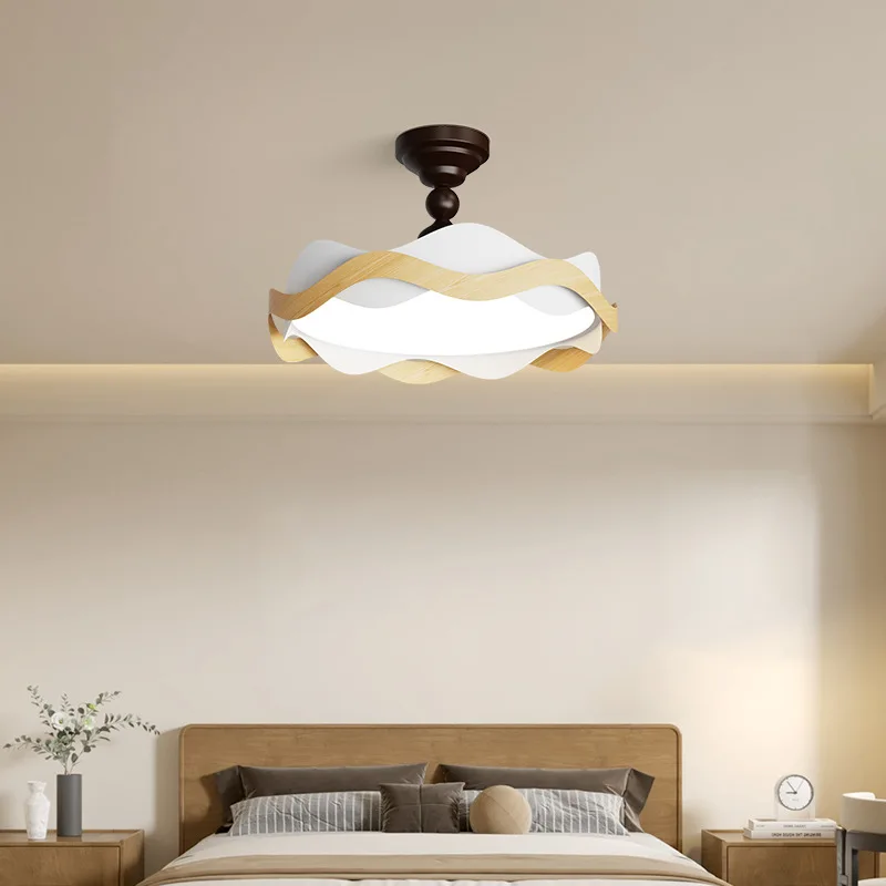 Tradition Cream Wind Ceiling Lamp Nordic Modern Living Room Board Walnut Wood Ceiling Lamp Dimmable Atmosphere LED Protection