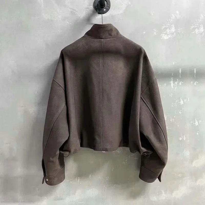 Kurze Damen-Jacke aus echtem Leder, Frühling und Herbst 2022, modisch importierte türkische Lederstoffe, stilvoller Mantel für Damen