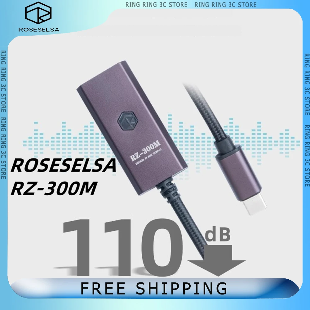 ROSESELSA RZ-300M Portable Earphone Amplifier Connection Cable Type-C to 3.5mm Headphone Adapter Customized HiFi Decoding
