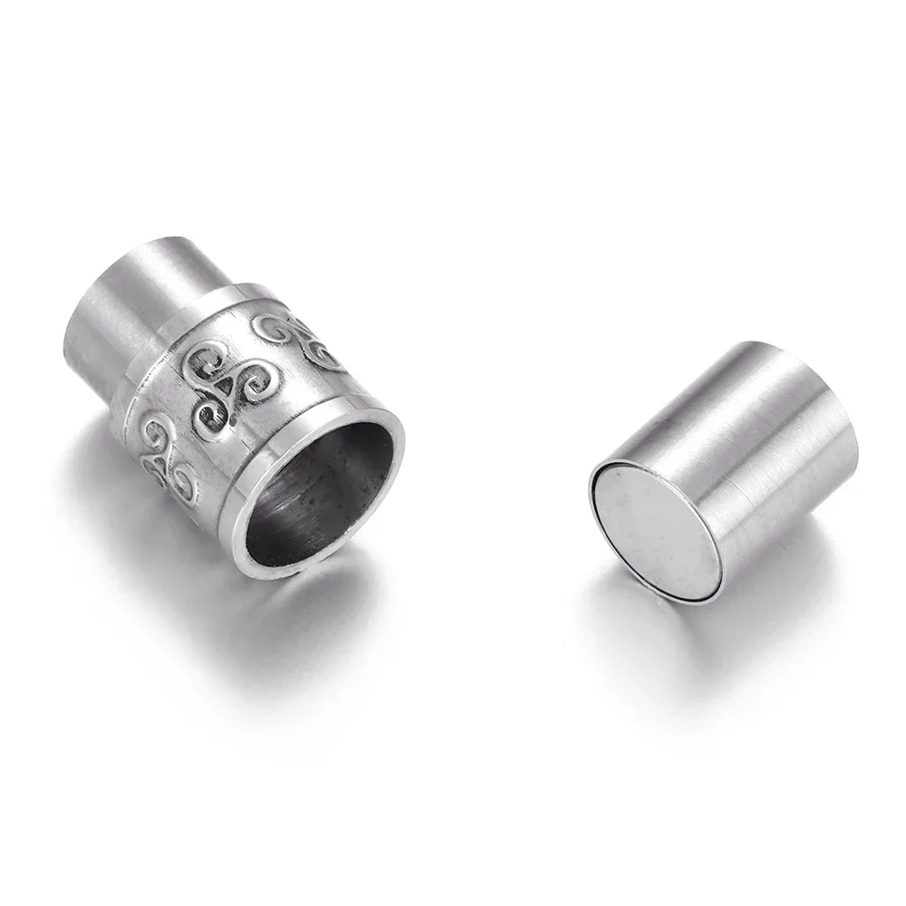 Foro di chiusura magnetica in acciaio inossidabile Cavo in pelle da 8 mm Chiusura con magnete Fibbia Bracciale fai da te Forniture Componenti per la