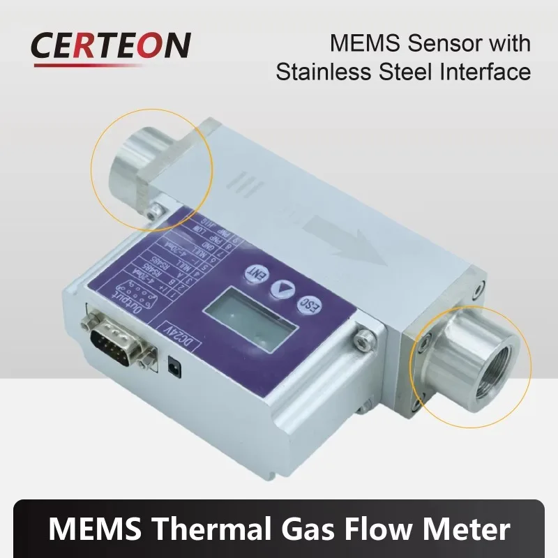 High Precision Micro Gas Mass Flow Meter For Air Nitrogen Oxygen Hydrogen Helium MEMS Thermal Gas Flow Meter