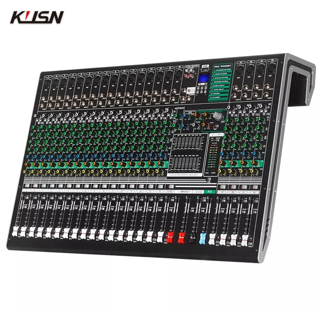

26 Channel Professional Audio Digital Mixer Mixing Console 24 DSP Mini Sound Mixer Console with Bluetooth MP3 USB