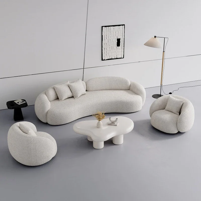 Italian Cream Style Rest Area Reception Sofa Nordic Luxury Beauty Salon Clothing Store Salon Sofa Office Business Furniture FYSS