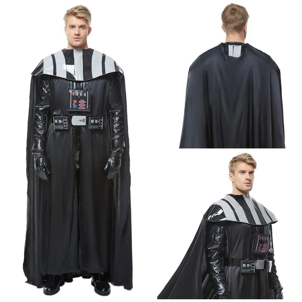 

Halloween Darth Cos Vader Cosplay Costume Jumpsuit Vest Cloak Black Uniform Movie Battle Space Adult Men Carnival Disguise Suit