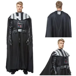 Halloween Darth Cos Vader Cosplay Costume Jumpsuit Vest Cloak Black Uniform Movie Battle Space Adult Men Carnival Disguise Suit