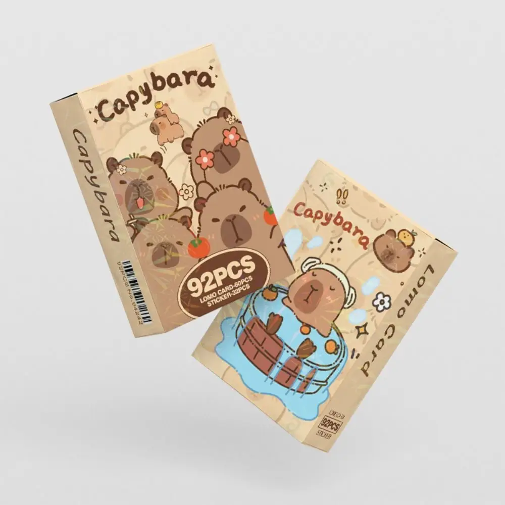 92pcs New Anime Capybara Lomo Card Mini Double-sided Cosplay Sticker HD Cartoon Collection Card Gift