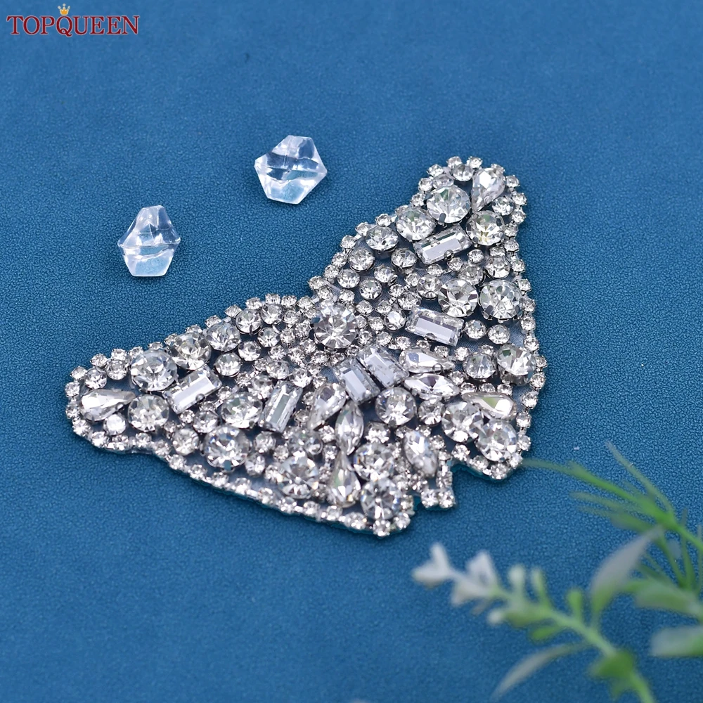 TOPQUEEN Rhinestone Clothes Applique Handmade DIY Patch Wedding Party Belt Bridal Heels Shoes Stickers Clothing Accessories SP03