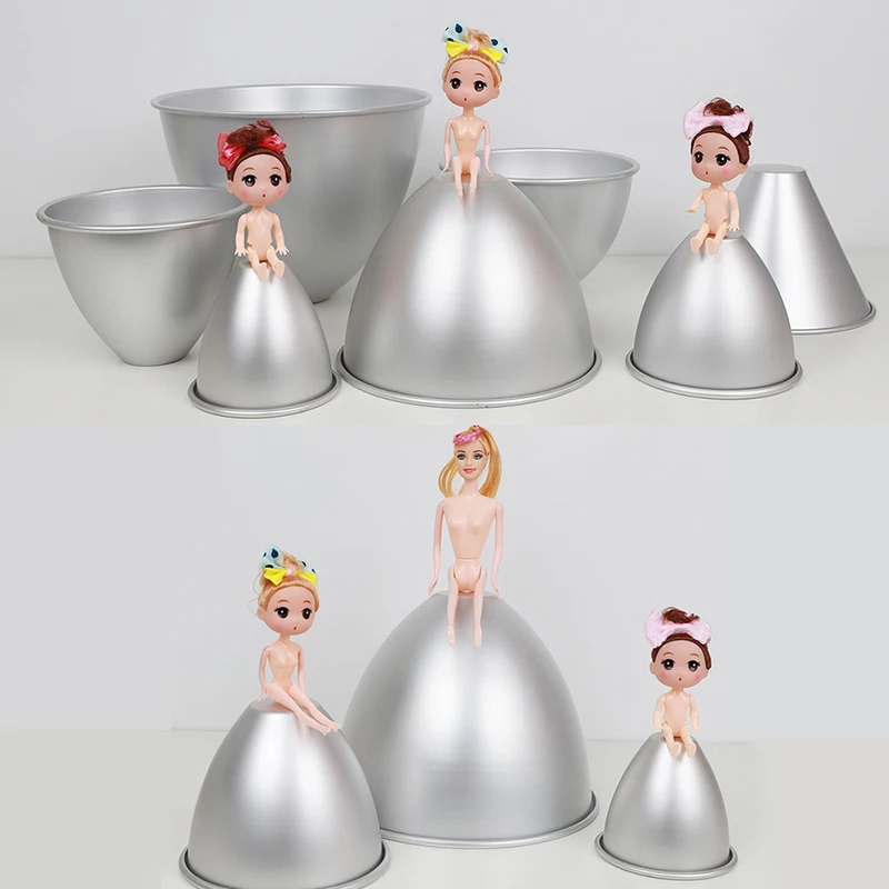 1Pc 4/5/6/7/8 Inch Aluminum Alloy Doll Cake Mold Pan Doll Dress Cake Tin Cake Decoration Accessories Mold Halloween Mold