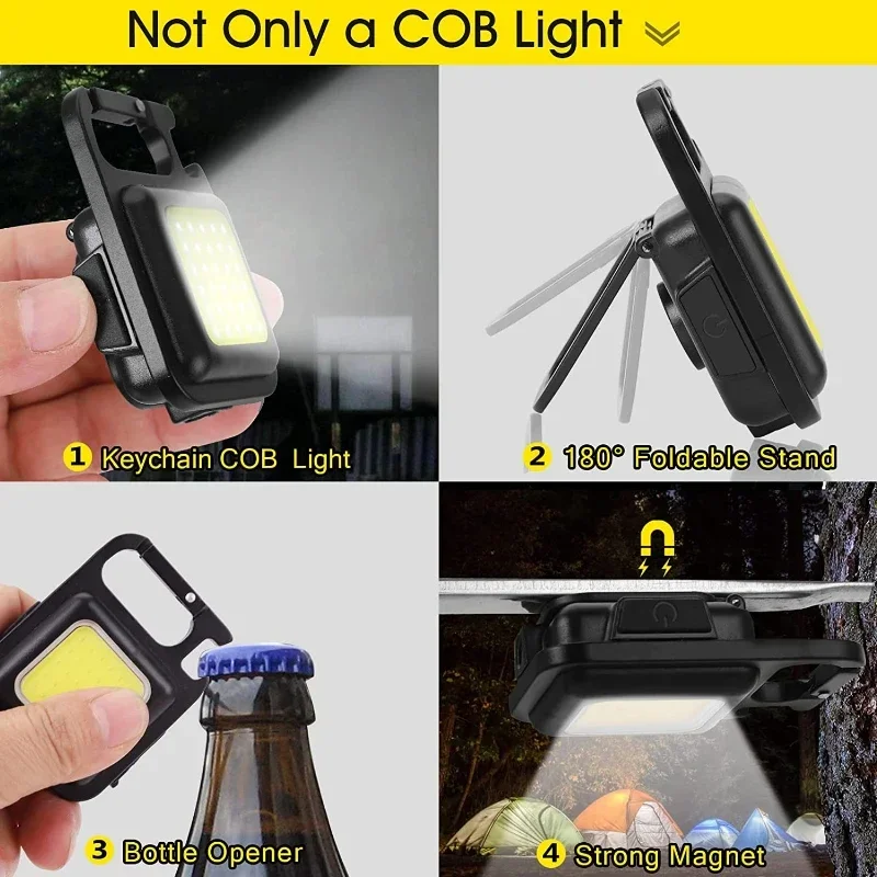 Portable Rechargeable LED Flashlight Keychain Light Torch Lantern 4 Lighting Modes Work Light Camping Light Mini Led Flashlight