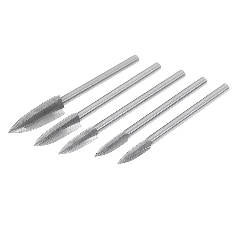 5Pcs 3mm Milling Cutter Head 3 Blades Engraving Tool for Wood Carving Marking Home Shop Silver Engraving Cutter