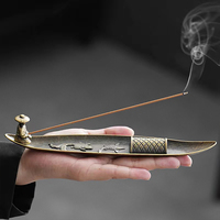 Creative Incense Holder Incense Holder Boat Old Men Fishing Japanese Style Incense Stick Burner Aromatherapy Ornament Home Decor