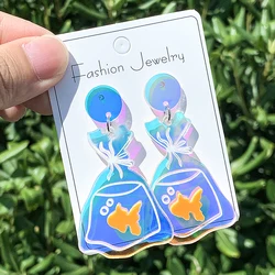 WELBACK Unique Handmade Creative Funny Acrylic Chic Hatchet Goldfish Film Umbrella Drop Dangle Earrings For Women Jewelry Gifts