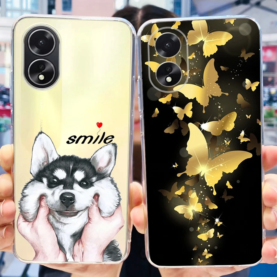 For Oppo A38 Case Oppo A18 Stylish Painted Cover Clear Silicone Soft TPU Phone Case For Oppo A18 A 38 OppoA18 OppoA38 Back Cover