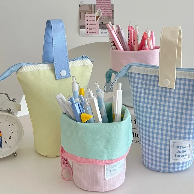 مقلمة بوليستر ذات سعة كبيرة، حقيبة تخزين قماشية، متعددة الوظائف، مستلزمات مكتبية متينة، منظم سطح المكتب، سعة عالية