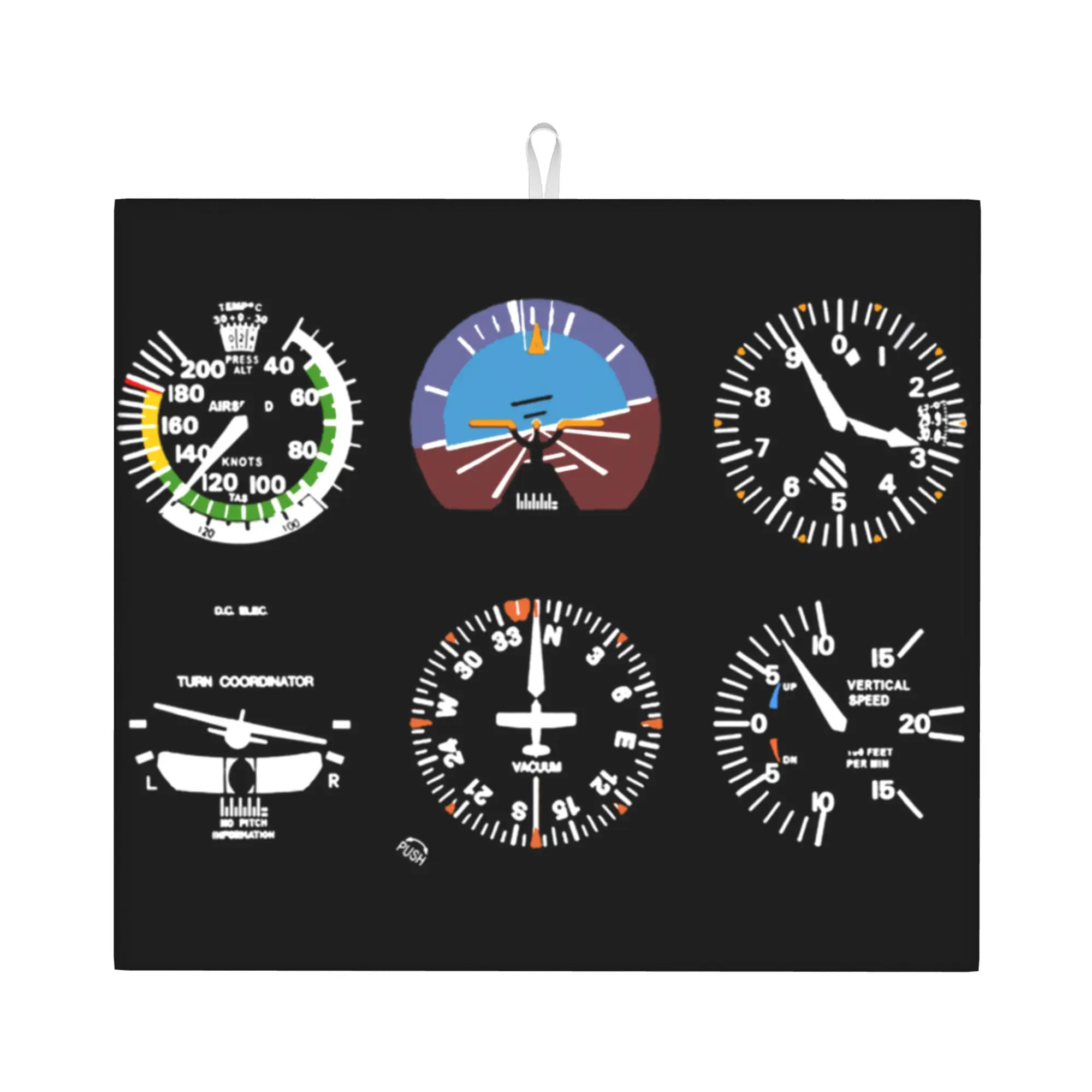 Cockpit Six Dials Flight Simulator Pilot Drying Mat For Kitchen Waterproof Aircraft Pilot Aviator Plane Countertop Protector Mat