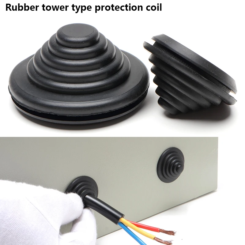 

Black Rubber Tower Type Protection Coil Snap on Loop Protective Coil Wire Guard Ring Wire Sheath Over Coil Wire Loop Sealing Cap