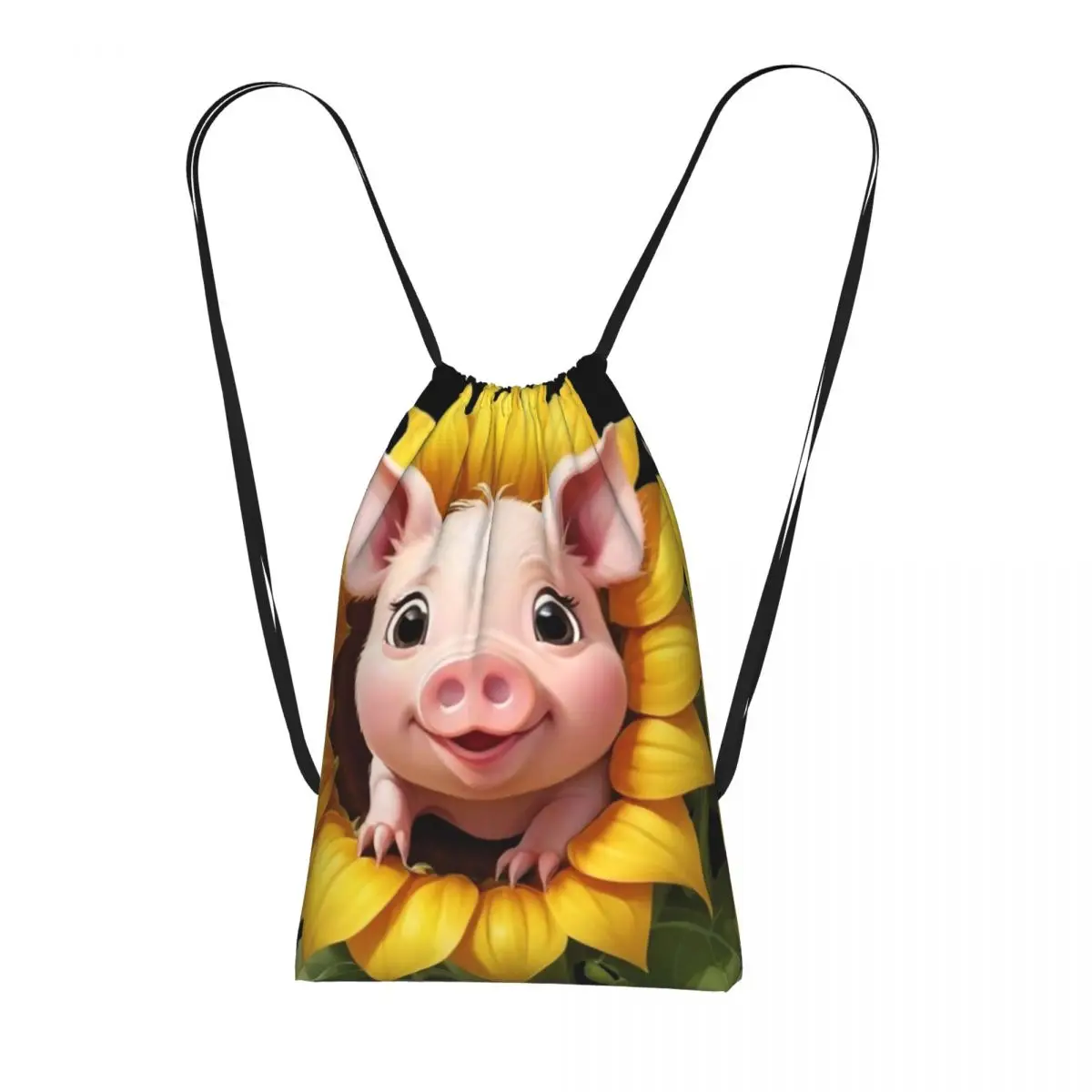 

Funny Pig Surround By Sunflower Backpacks Portable Drawstring Bags Sports Bag Book Bags for Man Woman School