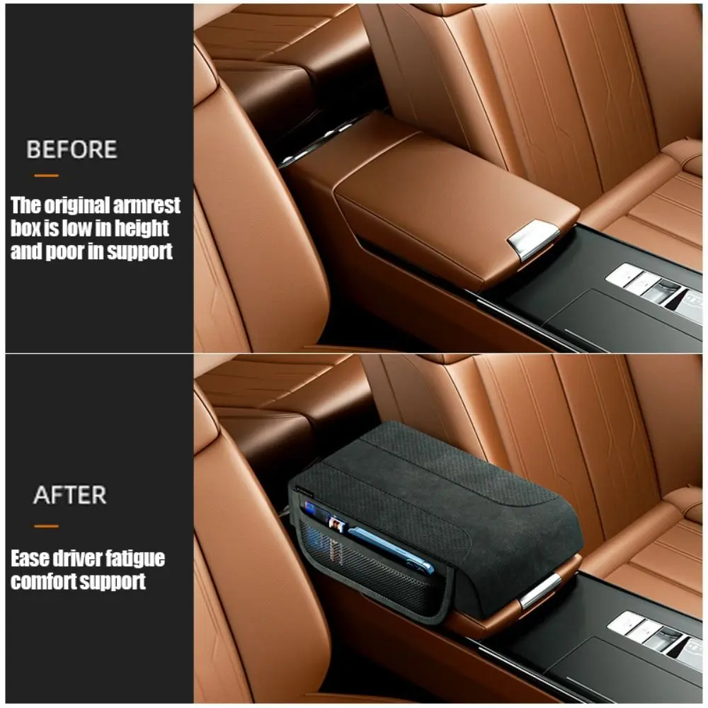 

Подлокотник большой емкости, увеличивающая подушку, простая в установке, поддержка локтя, чехол для автомобильной консоли, боковые карманы для хранения, утолщенные