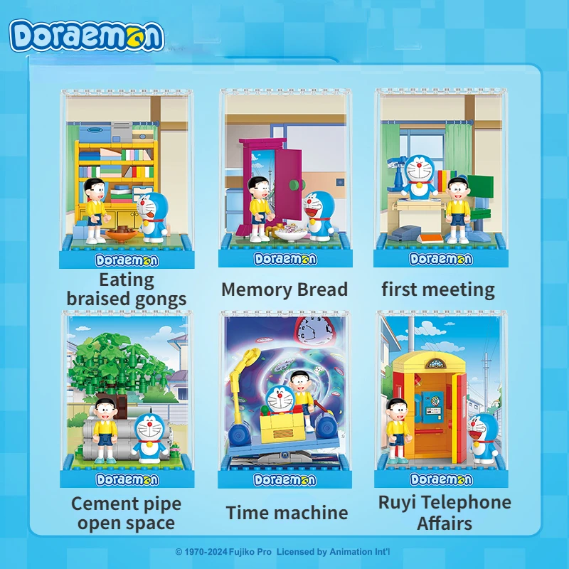 Doraemon Official Micro Scene Toy Building Blocks Trendy Play Assemble Movable Ornament Model Anime Collection Gift