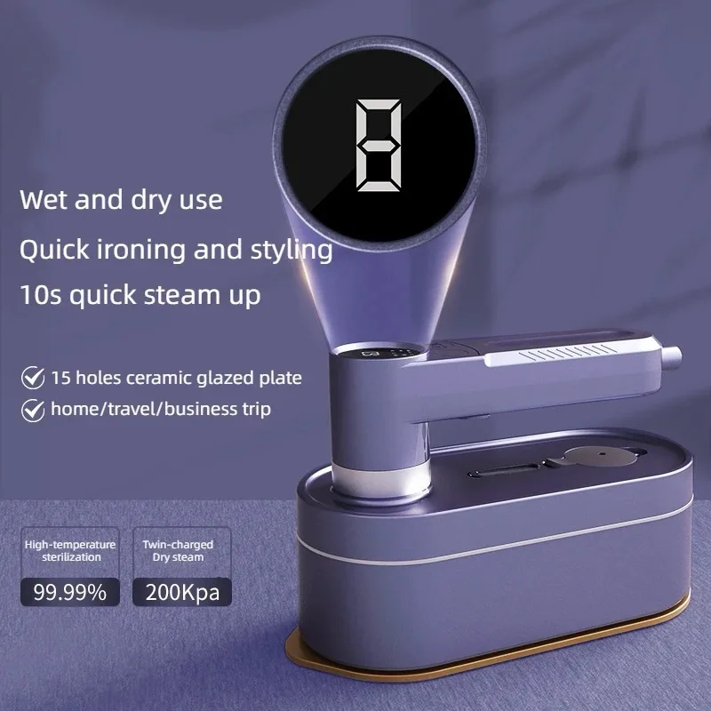 110V/220V Portable Handheld Steam Iron Foldable Garment Steamer 1200W Power 5 Speed Steamer Touch Screen Rotary Electric Iron
