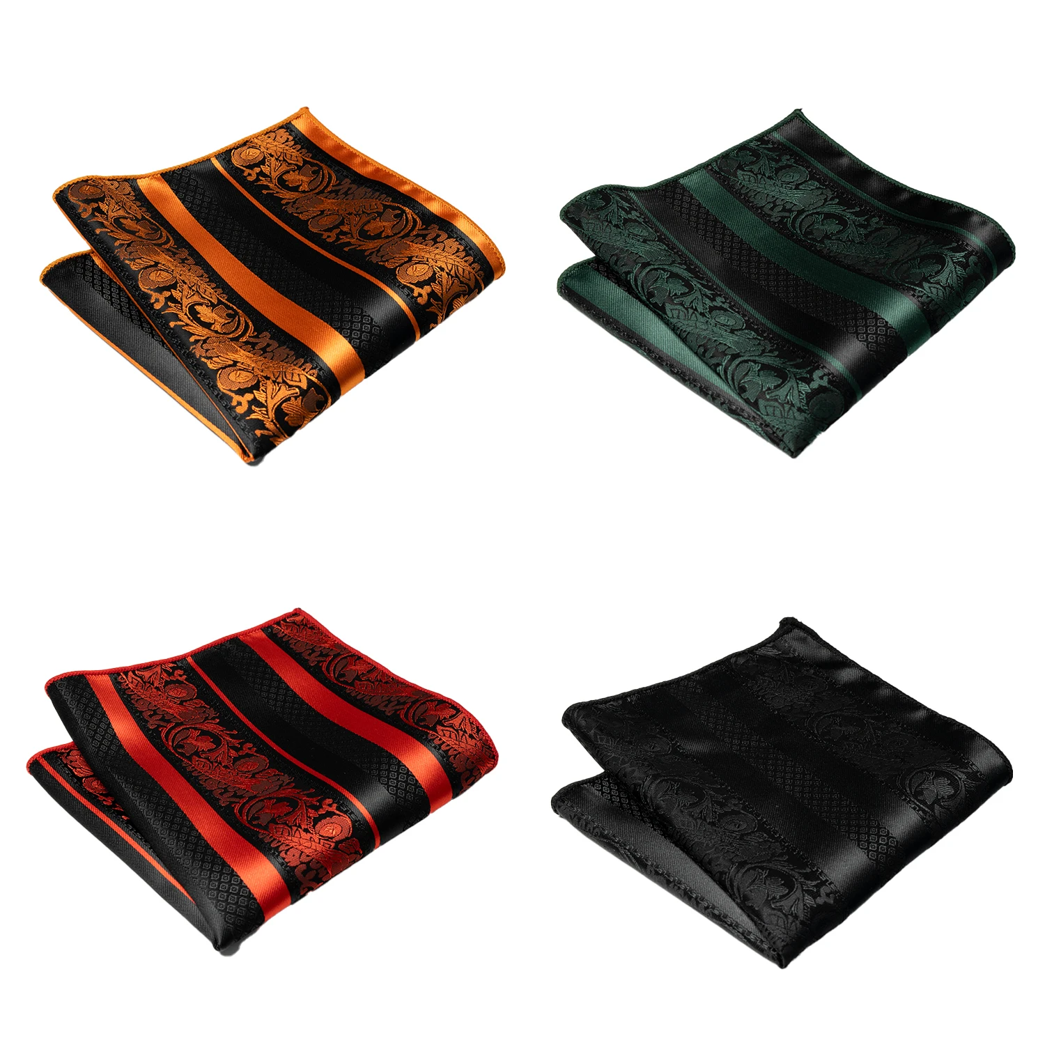4er-Set klassische Herren-Einstecktücher mit Paisley- und Streifenmuster – Anzug- und Hemd-Accessoires für Hochzeiten und Partys, Marineblau und Rot – Detail 7