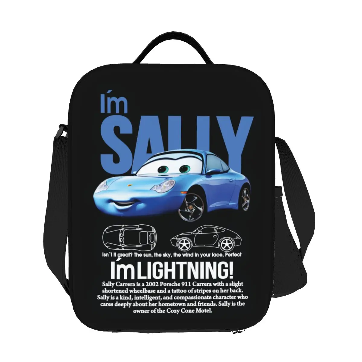 

Изолированная сумка для обеда на заказ Sally Carrera Cars для работы, школы, герметичный холодильник, термобокс для обеда для женщин и детей