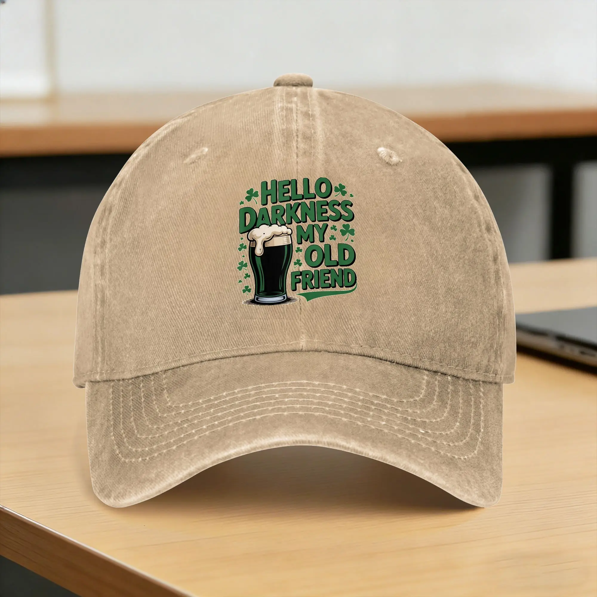 

Baseball Cap St Patrick's Funny Irish Beer Hello Darkness My Old Friend Summer Hip Hop Hats Casual Tennis Skate Snapback Cap