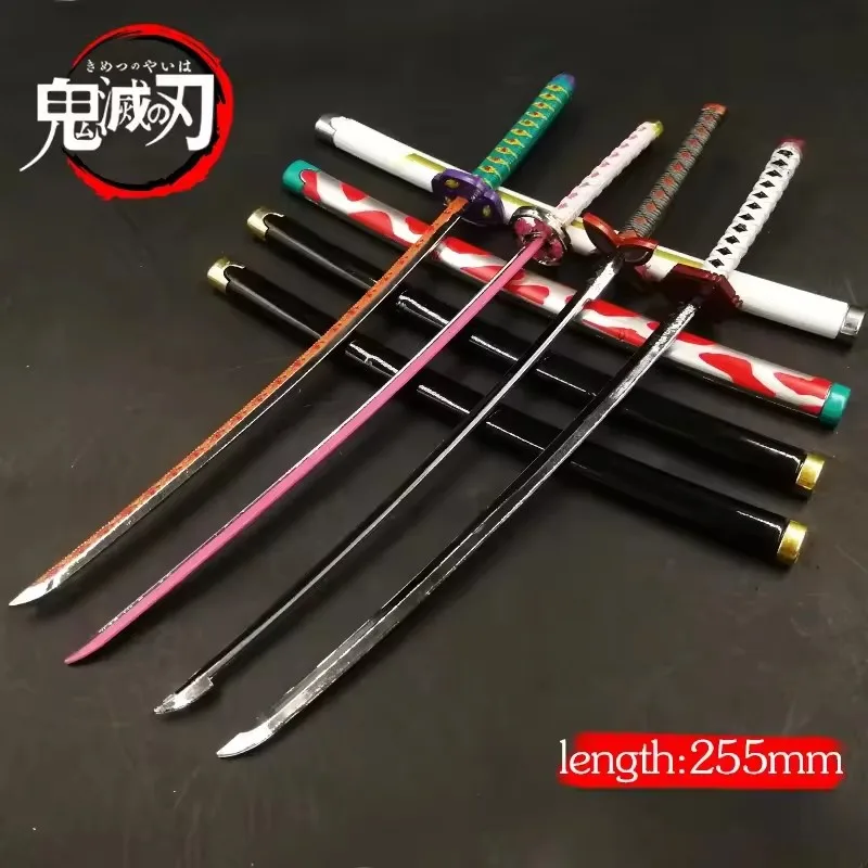 25cm Demon Slayer Katana Anime Iron Sword Kimetsu No Yaiba Tanjirou Metal Ninja Weapon Real Japanese Samurai Katana Kid Toy Gift