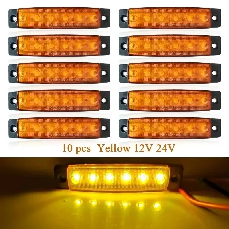 

Hot Sale 10pcs 24V 12V for Popular Truck Lorry Trailer Side Marker Indicators Car Turn Signal Brake Rear Warning Tail Light Lamp